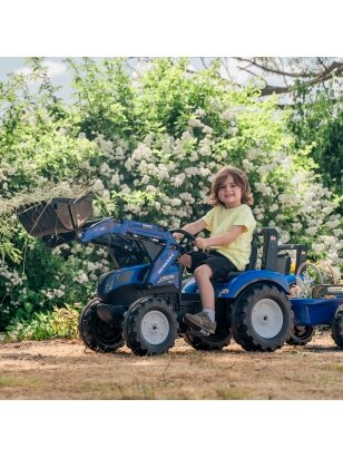 FALK New Holland mėlynas pedalinis traktorius su priekaba nuo 3 metų