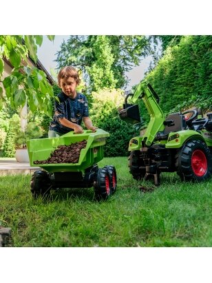 FALK CLAAS AVEC žalias pedalinis traktorius su priekaba nuo 3 metų