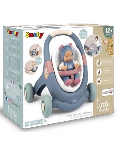 SMOBY Little Walker vežimėlis 3in1 kūdikių vežimėlis + lėlė 7