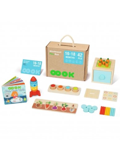 TOOKY TOY Box XXL Box Montessori lavinantis 7in1 sensorinis 16-18 mėn.