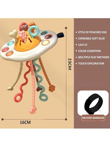 WOOPIE BABY sensorinis žaislas Montessori dantų barškutis Daugiafunkcis NSO 8