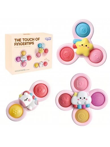 WOOPIE BABY Space Spinner Pop-it sensorinis žaislas Keičiamas 3 vnt. Rožinė.