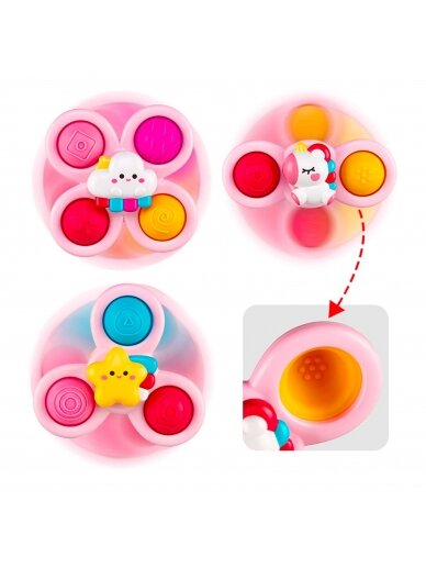 WOOPIE BABY Space Spinner Pop-it sensorinis žaislas Keičiamas 3 vnt. Rožinė. 2