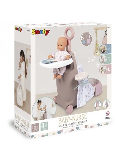 SMOBY Baby Nurse Daugiafunkcis lagaminas su lėlės lova 9