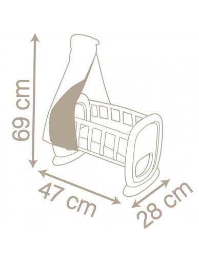 SMOBY lopšys slaugei su baldakimu lėlės lovai 5