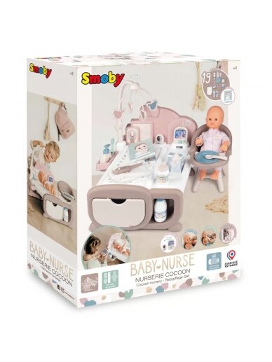 SMOBY Baby Nurse Elektroninis didelis auklės kampelis lėlei 19 priedai 6