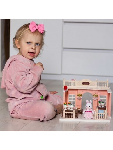 WOOPIE Dollhouse Rabbit šeimos gėlių parduotuvė + figūrėlė 3