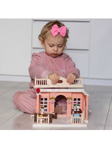 WOOPIE Dollhouse Rabbit šeimos gėlių parduotuvė + figūrėlė 5