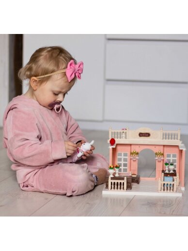 WOOPIE Dollhouse Rabbit šeimos gėlių parduotuvė + figūrėlė 9