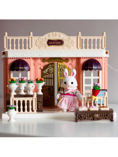 WOOPIE Dollhouse Rabbit šeimos gėlių parduotuvė + figūrėlė 10