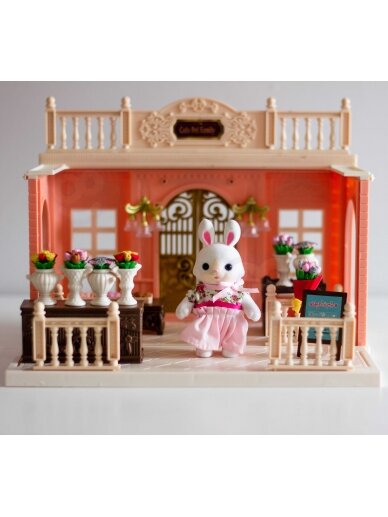 WOOPIE Dollhouse Rabbit šeimos gėlių parduotuvė + figūrėlė 12