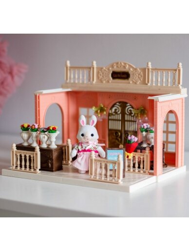 WOOPIE Dollhouse Rabbit šeimos gėlių parduotuvė + figūrėlė 16