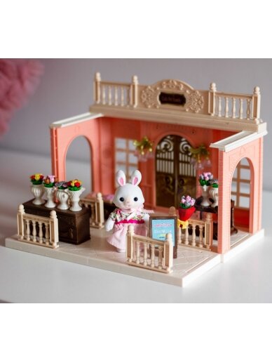 WOOPIE Dollhouse Rabbit šeimos gėlių parduotuvė + figūrėlė 17