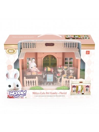 WOOPIE Dollhouse Rabbit šeimos gėlių parduotuvė + figūrėlė 20