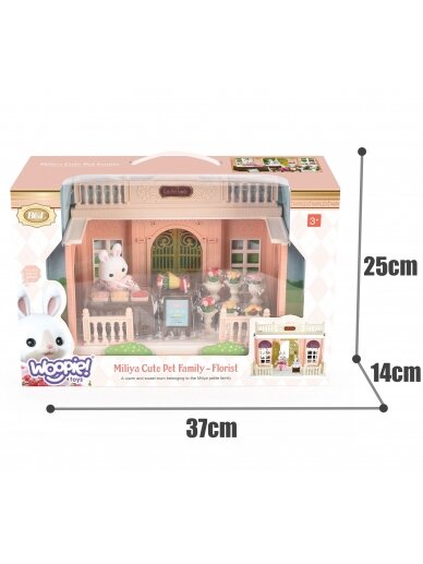 WOOPIE Dollhouse Rabbit šeimos gėlių parduotuvė + figūrėlė 21