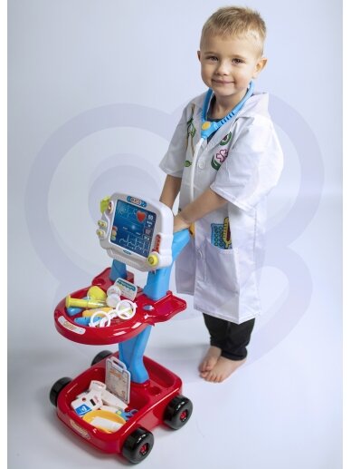 WOOPIE Little Doctor's Vežimėlis Mėlynas gydytojo rinkinys Vaikams 17 priedų 2