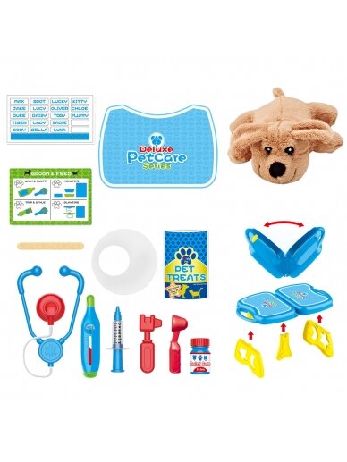 WOOPIE Little Veterinar's Set Doctor's Office Lagaminas Šuo 18 vnt. 7