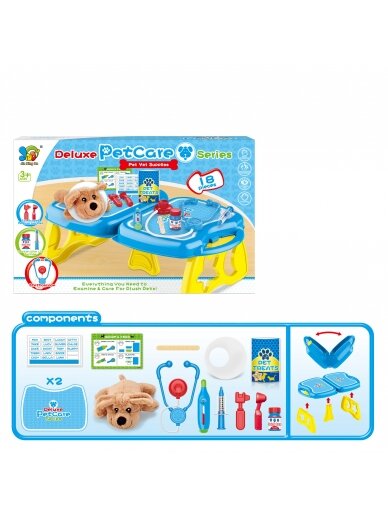 WOOPIE Little Veterinar's Set Doctor's Office Lagaminas Šuo 18 vnt. 10