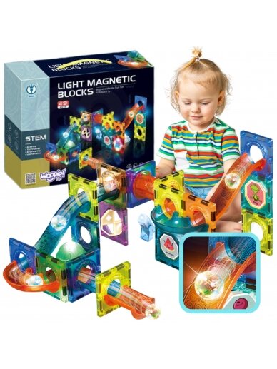 WOOPIE Magnetic Blocks Ball Track Light 49 vnt.