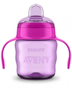 PHILIPS AVENT puodelis su snapeliu CLASSIC, rožinis, 6 mėn+, 200 ml.