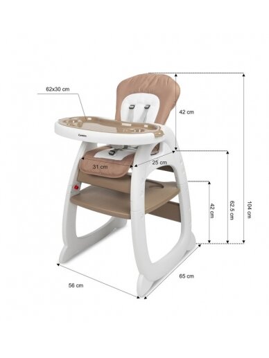 Maitinimo kėdute CARETERO Homee 2in1 Brown 15