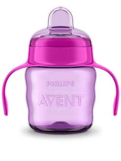 PHILIPS AVENT puodelis su snapeliu CLASSIC, rožinis, 6 mėn+, 200 ml. 1