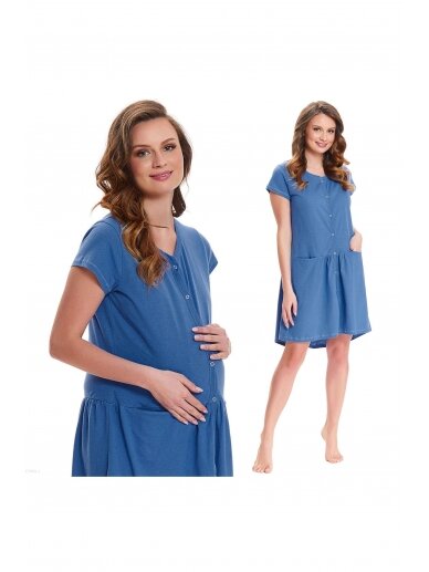 Maternity breastfeeding nightdress Royal Blue by DN (dark blue) 2