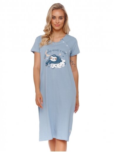 Maternity breastfeeding nightdress, Flow by DN (light blue)