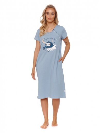 Maternity breastfeeding nightdress, Flow by DN (light blue) 1