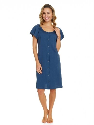 Maternity breastfeeding nightdress, Deep Blue by DN