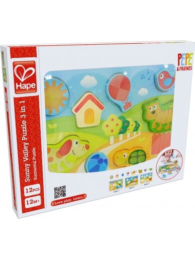 HAPE dėlionė Saulėtas slėnis 3in1, E1601A 2