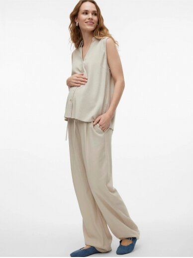 Casual maternity pants MLSILVIA,, Mama;licious (Beige) 1