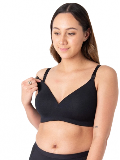 EMBRACE LEAKPROOF BLACK T-SHIRT NURSING BRA - WIREFREE