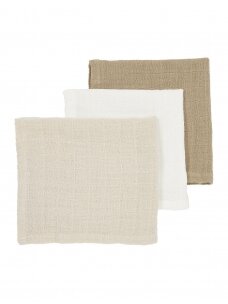 Muslin diapers set, 3 pcs. 30x30, Meyco Baby (uni offwhite/soft sand/taupe)