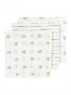 Gauze (muslin) diaper set, 3pcs., 70x70, Meyco Baby dot stripe seagreen