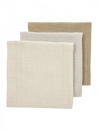 Muslin diapers set, 3 pcs.70x70, Meyco Baby (Uni soft sand/greige/taupe)