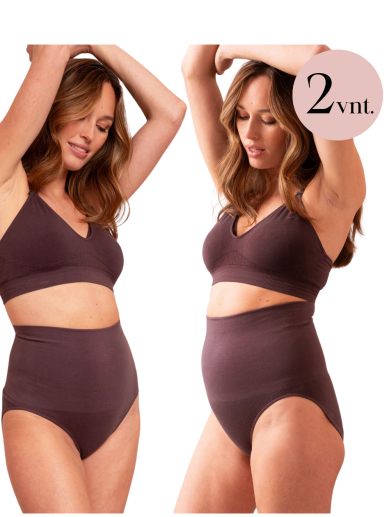 Twin Pack Post Maternity Shaping Briefs , CHOCOLATE, Seraphine