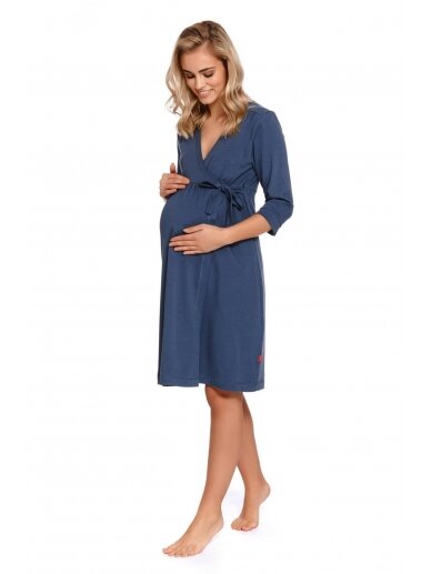 Cotton maternity robe by DN (blue)