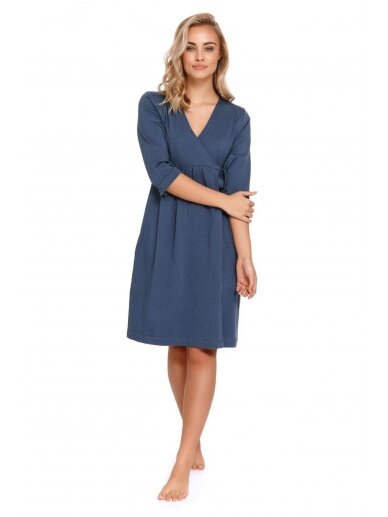 Cotton maternity robe by DN (blue) 2