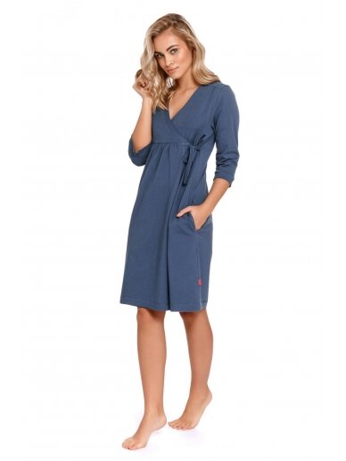 Cotton maternity robe by DN (blue) 3