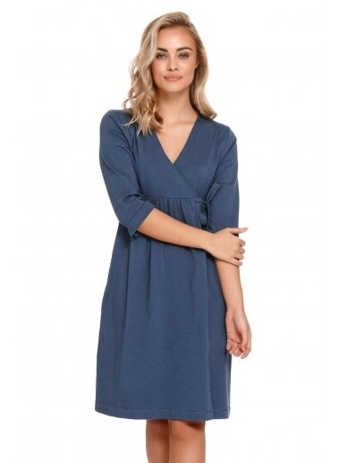 Cotton maternity robe by DN (blue) 1