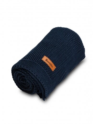 Knitted Blanket, 80x100, by Sensillo (navy blue) 2