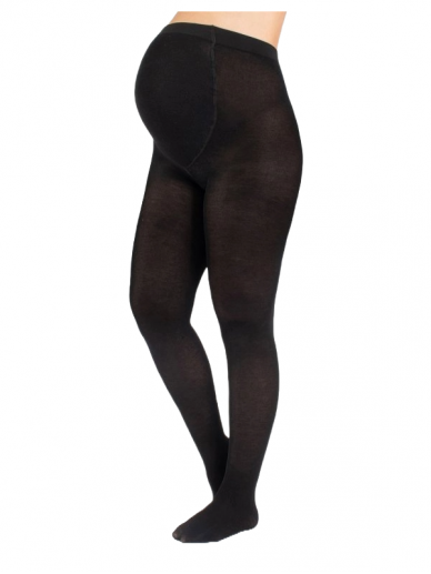 COTTON CROCHET MATERNITY TIGHTS - 150 DEN, Black