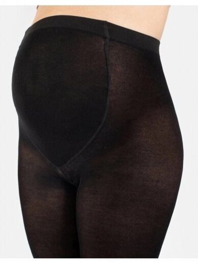 COTTON CROCHET MATERNITY TIGHTS - 150 DEN, Black 1