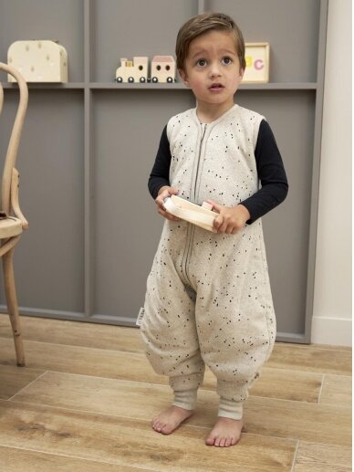 Baby sleep overall winter jumper 80cm, TOG 2.0, Meyco Baby,Rib mini spot sand melange 1