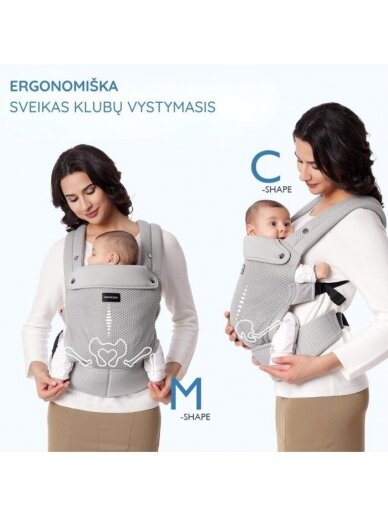 Momcozy ergonomic baby carrier with mesh (Gray) 2