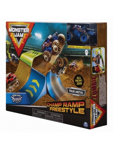 MONSTER JAM trasos konstrukcijų rinkinys su visureigiu 1:64 Basic  Stunt, 6045029