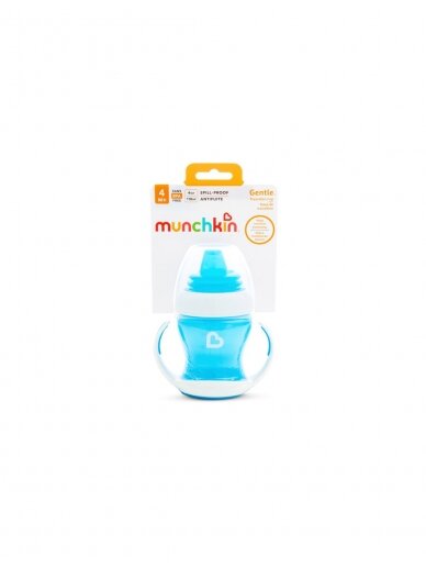 MUNCHKIN mokomoji gertuvė su rankenomis ir minkštu snapeliu, Gentle Transition, mėlyna, 4mėn+, 118 ml, 012549WWW 1