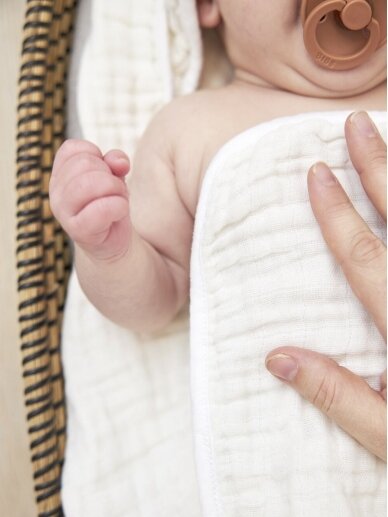 Muslino medvilnės rankšluostis kūdikiui, 80x80cm, Meyco Baby, Uni Offwhite 2