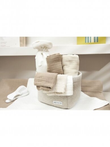 Muslin wash mitts, 3pcs., 17x21, Meyco Baby  (Uni offwhite/soft sand/taupe) 1